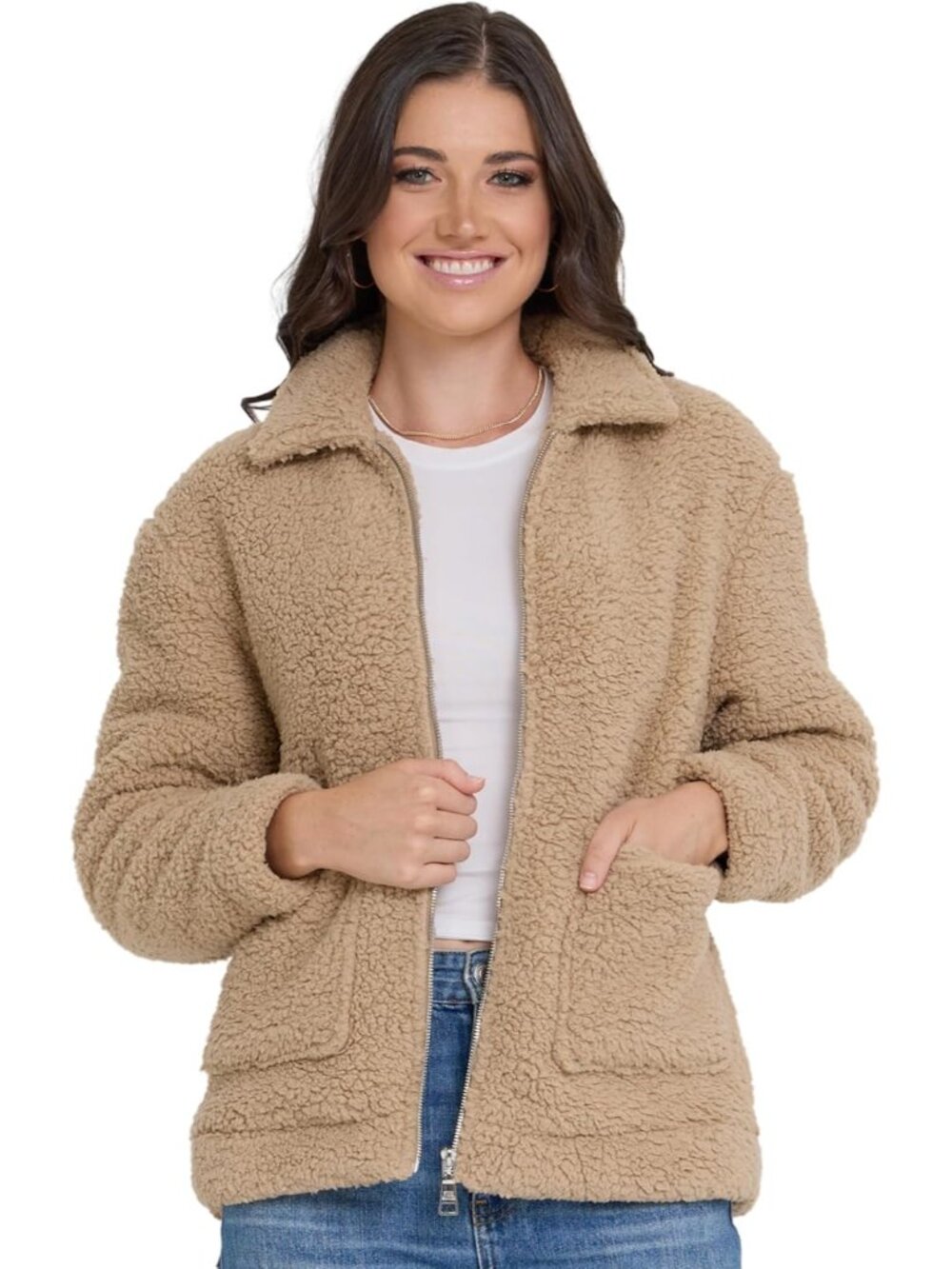 Steve Madden Women's Sand Oversized Faux Fur Shearling Winter Sherpa Jackets